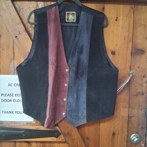 🖤 LEARSI Genuine Suede Colorblock Vest – Size 2X